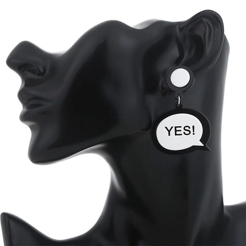 Cpop Creative Yes No Letter Acrylic Earrings Fashion Jewelry Girl Gift Personality Acetate Resin Earrings Women Accessories