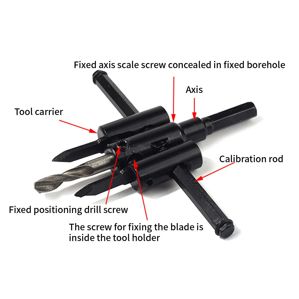 DIY Saw Drill Set Drywall Reusable Adjustable Round Hole Circle Accessories Bit Tool Wood Metal Heavy Duty Cutting