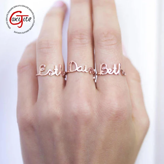 Goxijite кольцо с именем на заказ для женщин, нержавеющая сталь, персонализированное сердце, звезда, именная табличка, регулируемые кольца для влюбленных пар, свадебный подарок