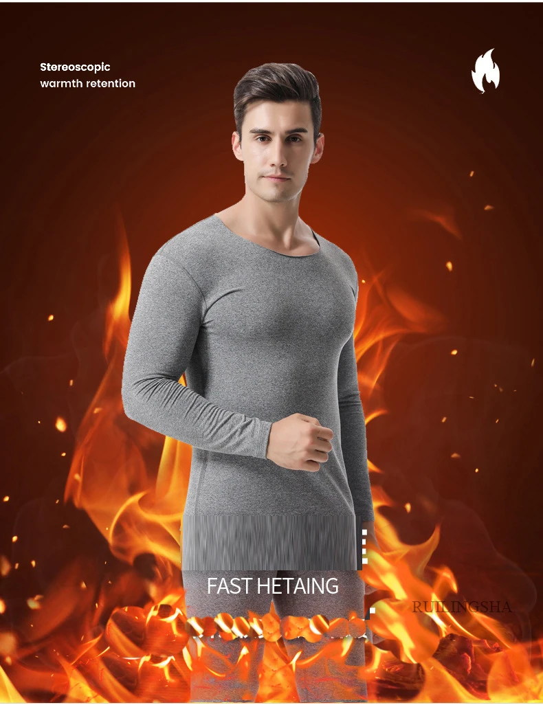 New Men Trackless Thermal Underwear Young Warm and Thickened Cotton Long John Suits long johns tesco