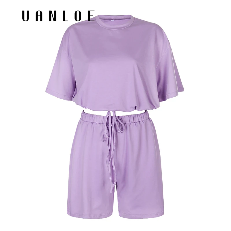 

Streetwear Autumn Two Piece Set Oversized Crop Top and High Waist Drawstring Shorts Sets Leisure Home Clothing Sweatsuit