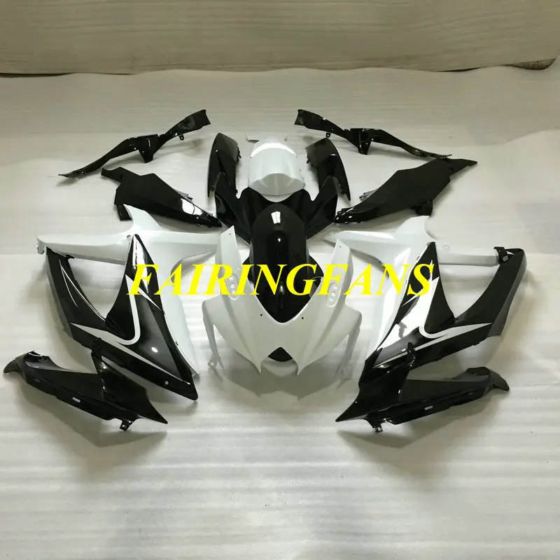 Литья под давлением обтекатель комплект для GSXR600 750 K8 08 09 GSXR 600 GSXR750 2008 2009 ABS белый черный Обтекатели кузова+ подарки SA46