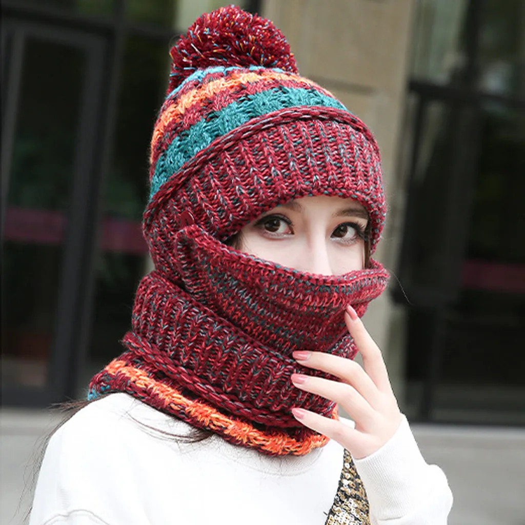 Unisex Multi-function Winter Patchwork Warm Thickened Thermal masca Scarf Hat Warming Motorcycle Cycling For Adult Protecive