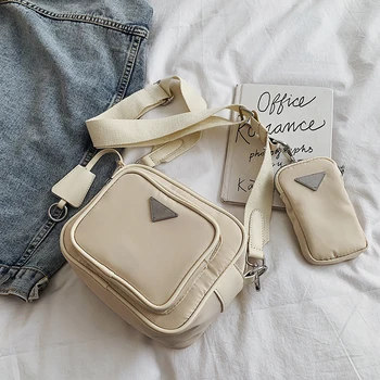 

Waterproof Fashion Women Bag Female Shoulder Messenger Bag Ladies Solid Color Crossbody Simple Card Daily Handbags 2 pieces Set