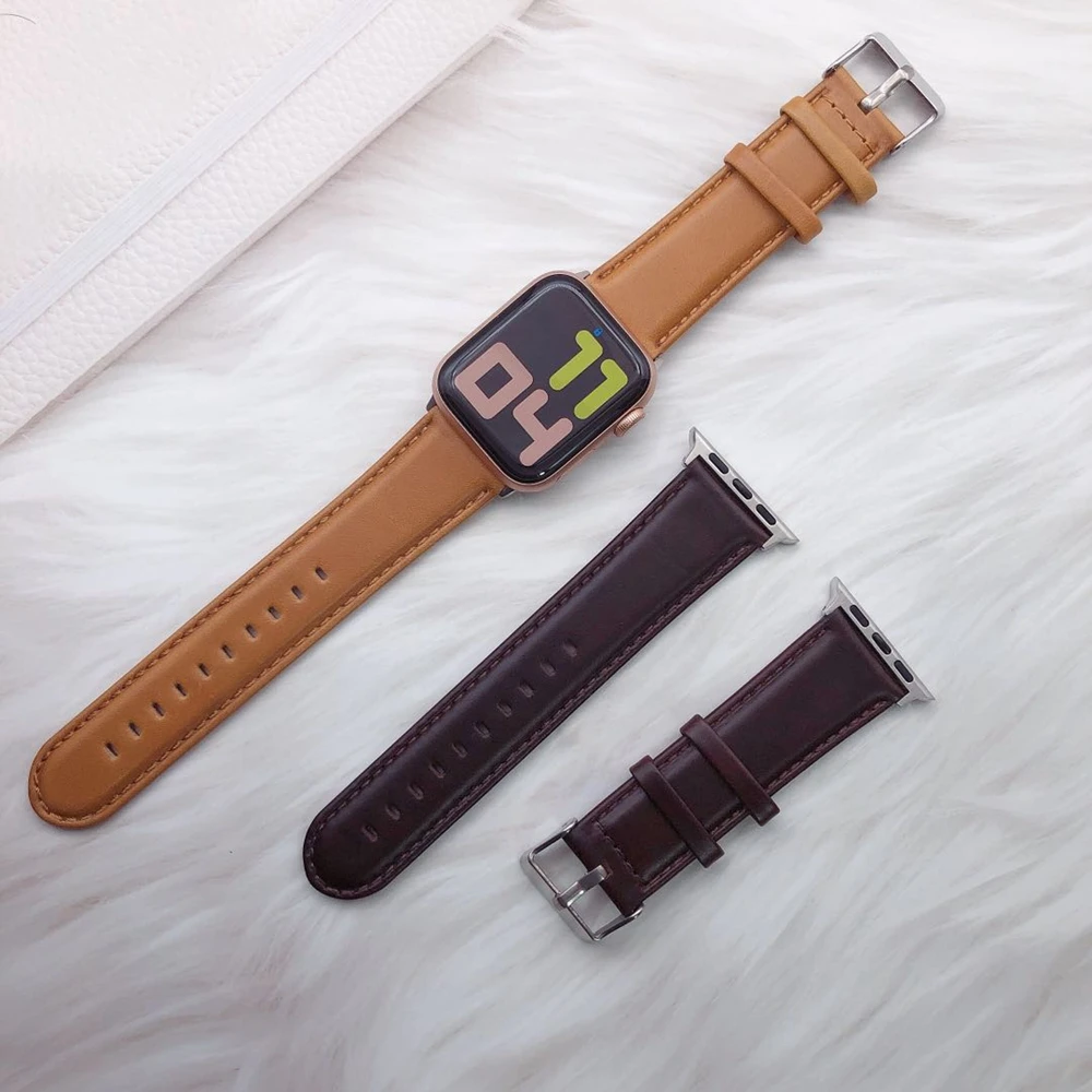 Ремешок кожаный для Apple Watch Band модный браслет iwatch 5 4 3 2 1 42 мм 38 40 44 | Наручные часы
