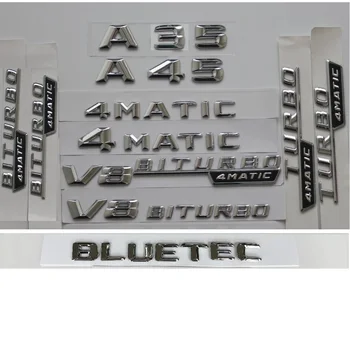 

3D Chrome Letters Trunk Fender Badges For Mercedes Benz W176 W177 A35 A45 AMG Emblem V8 BITURBO TURBO 4MATIC Emblems