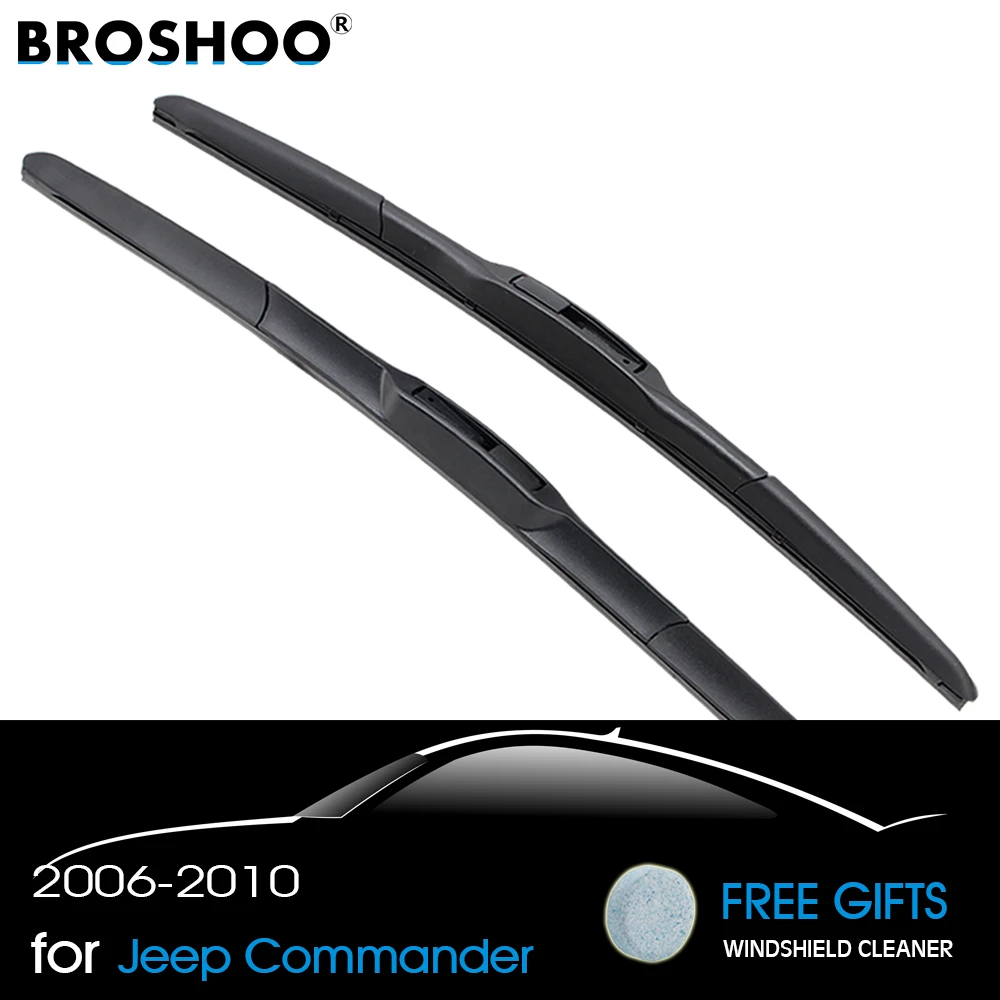 BROSHOO Car Clean The Windshield Wiper Blade Natural Rubber For Jeep Commander 2006 2007 2008 2009 2010 Auto Accessories Styling |