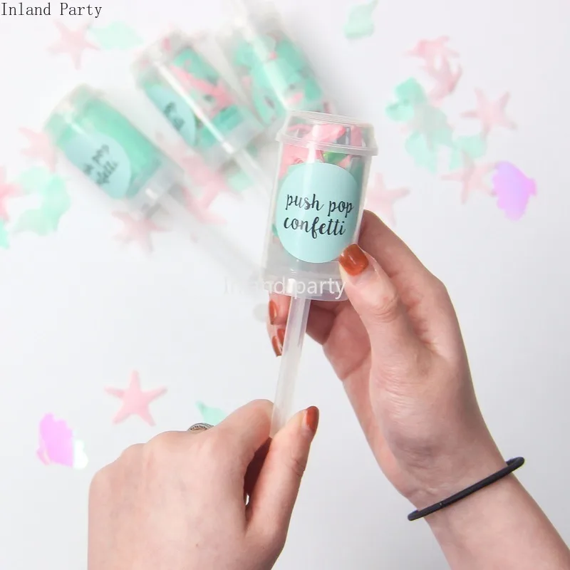 

2pcs Push Poppers Mix Rose Gold Confetti Bridal Anniversary Push Pop Confetti Baby Shower Mermaid Party DIY Birthday Decorations