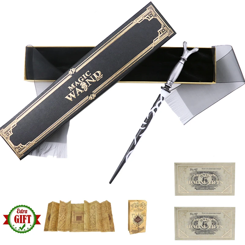 

15 Kinds of Metal Core Holas Magic Sticks Lucius Dumbledore Hermione Harried Magical Wand Ribbon Box Pack Map and Ticket As Gift