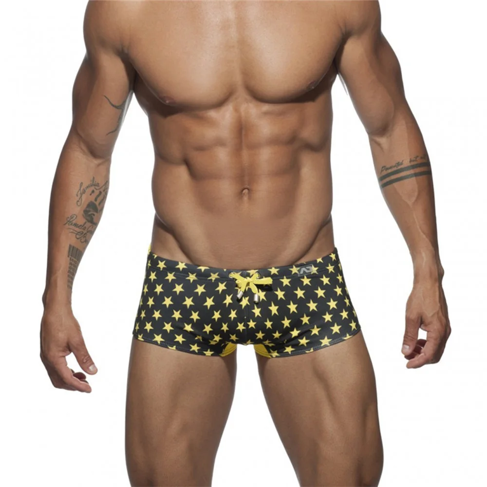 

Printing Swimwear Men Low Waist Under Wear Man 2020 Summer Men swimming trunks Quick Drying Mens Swimsuit Push Pad swim Shorts