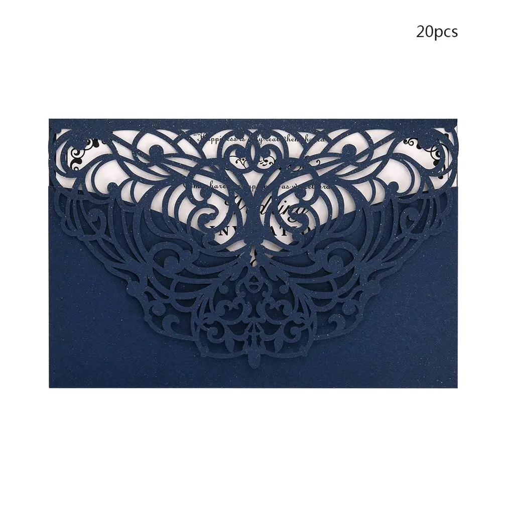  20pcs Laser Cut Hollow Wedding Invitations Card Kit with D121 Inner Papers for Wedding Birthday Par - 4.0005E+12