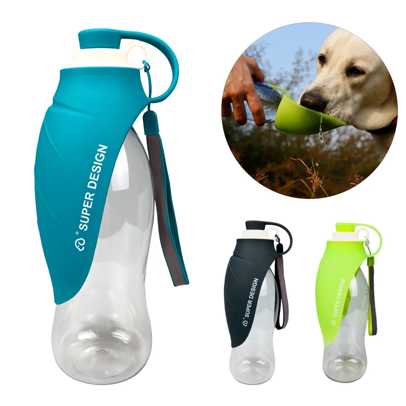Haustier Reise Wasser Flaschen erweiterbarer Silikon Hundewasser Flaschen Zufuhr mit freiem Hundetraining Clicker Blau und Hundeabfall Poop Taschen 