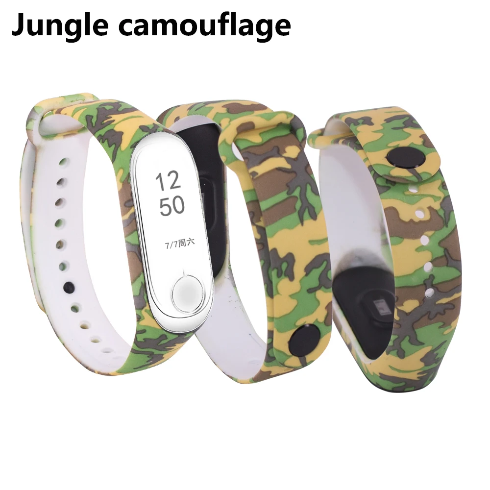 Jungle camouflage Цветной браслет mi band 3 4 с цветочным принтом для xiaomi mi 3 4, умный браслет pulseira для mi band 3 4, сменный ремешок - Цвет: Jungle camouflage