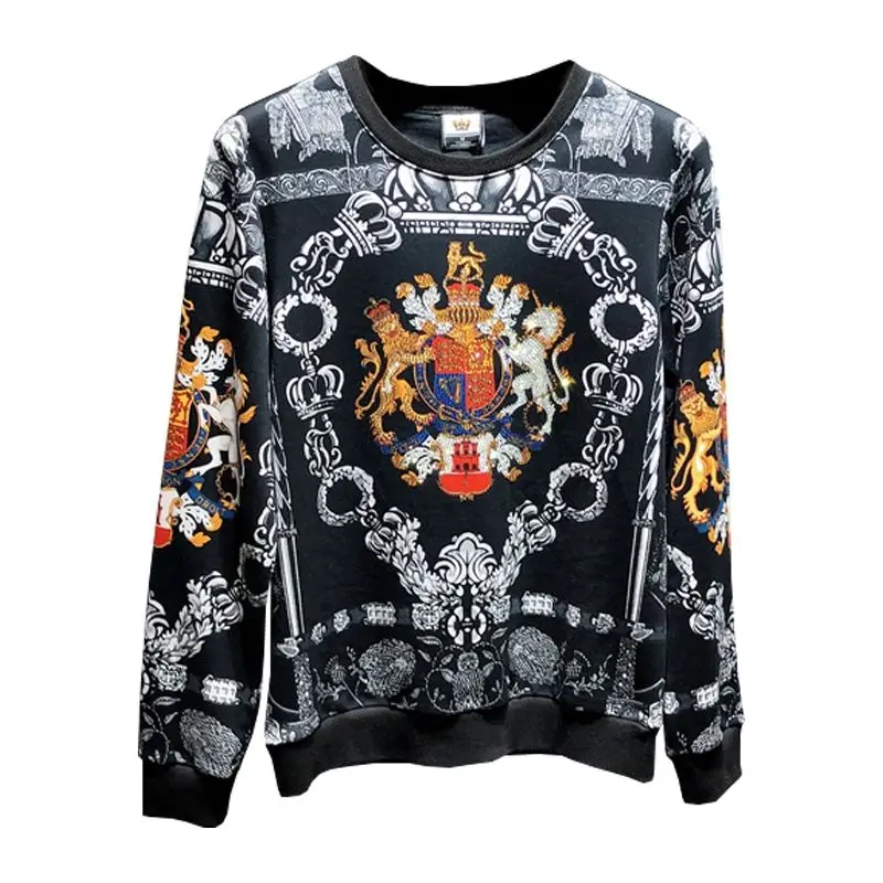 

Men's fall / winter 2020 Plush heavy industry printed round neck Pullover