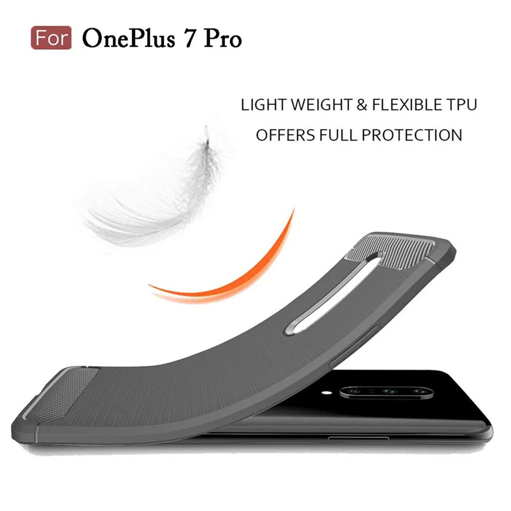 For Oneplus 7 Pro 6.7 inch Luxury Silicone Rubber Protective Hard Phone Case Dirt-resistant Slim Cover Carbon fibre Hard Case