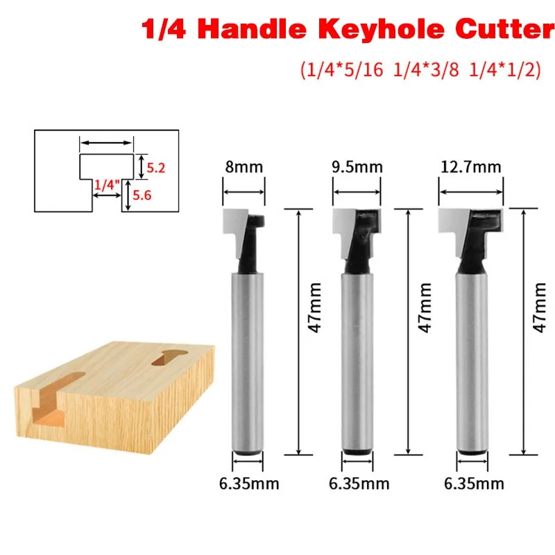 1pcs 1/4 Shank Tslot Keyhole Cutter Wood Router Bit Carbide Cutter For