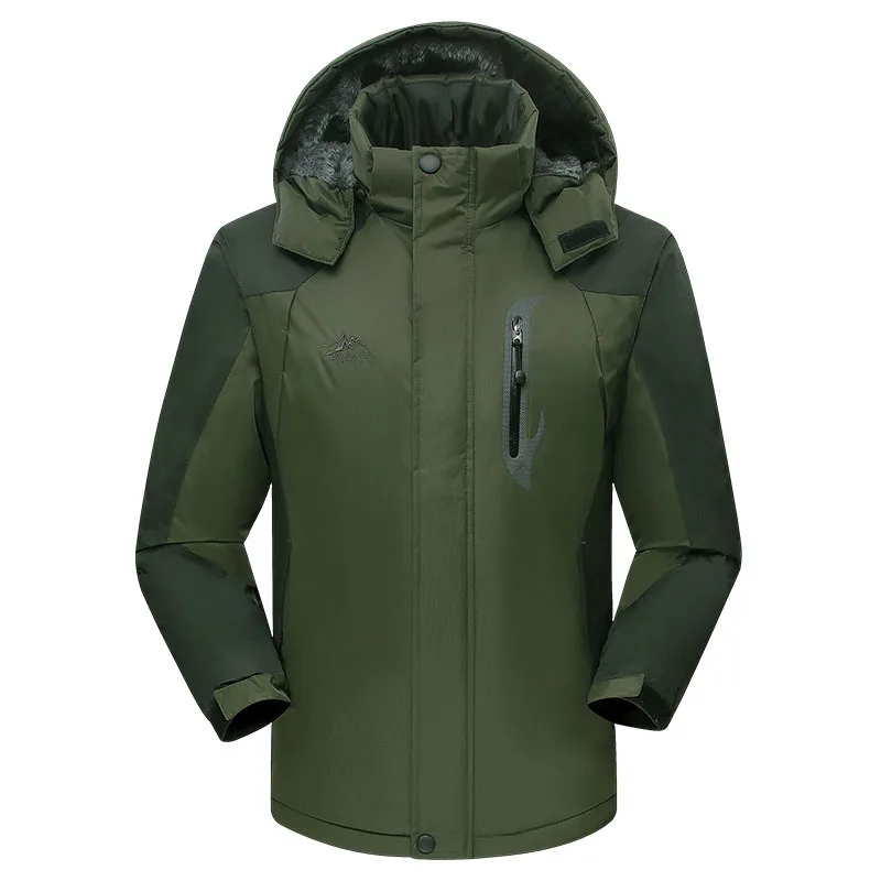 Autumn and winter couple mountaineering warm windproof hooded solid color clothing outdoor riding cold men and women