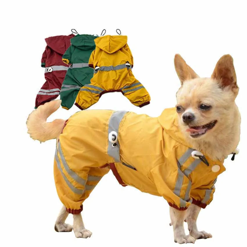 Pet Dog Raincoat Hooded Reflective Rain Coat Waterproof Summer Clothes