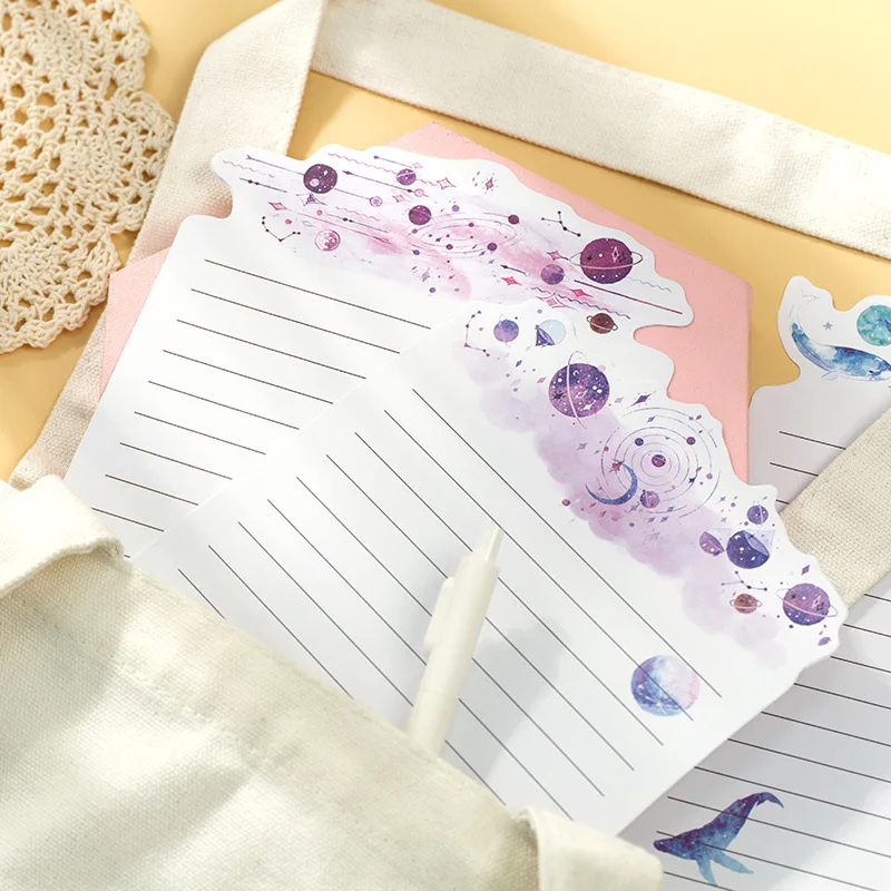 3 Envelopes + 6 Letter Papers Cat Planet Flowers Writing Paper Envelope Set 9 Pcs/Set Gift Stationery kraft paper envelopes mailing envelopes writing paper set