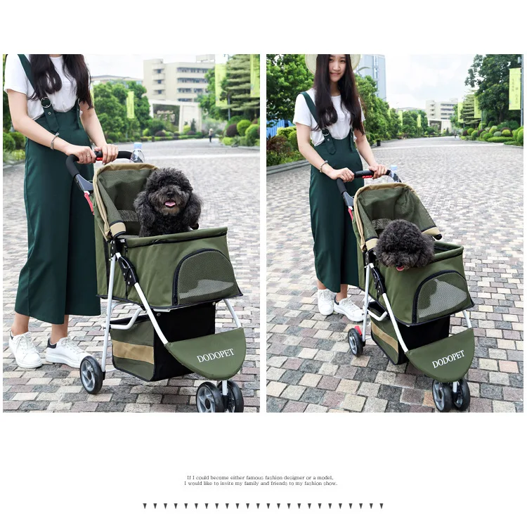 Высокое качество дышащая Алюминий сплав+ 600D ткань Pet коляска быстро-складной 3 колеса с рисунком собачки и котика сумка под седло 15 кг подшипник