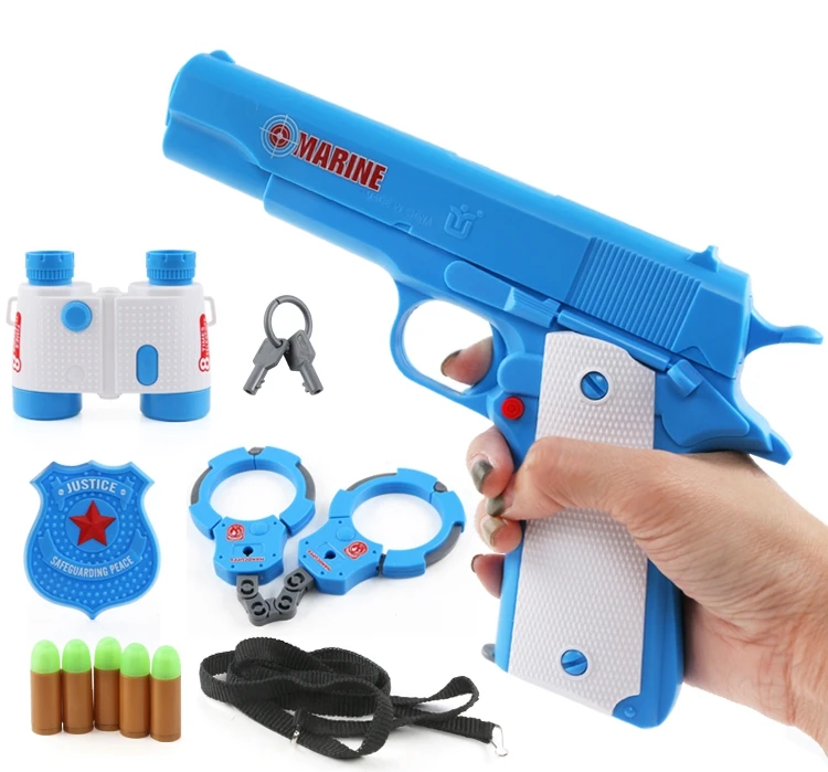 4 шт. классические детские мягкие пулевые игрушки пистолет с пластиковыми наручниками телескоп игрушка-Бейдж пистолет дети лучший подарок