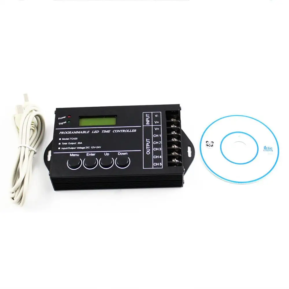 WIF Время программируемый RGB светодиодный контроллер TC421 TC420 DC12V/24 V 5 каналов общий выход 20A общий анод программируемый светодиодный