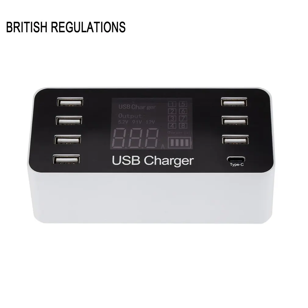 8 мульти-портов Usb адаптер настольное настенное зарядное устройство светодиодный дисплей зарядная станция 40 Вт Usb мобильный телефон планшет умное зарядное устройство