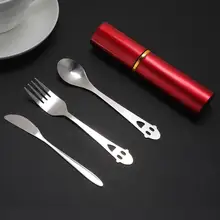 Portable Tableware Set 4pcs/Set Outdoor Convenient Stainless Steel Cutlery 1Set Tableware Environmental Protection Fork