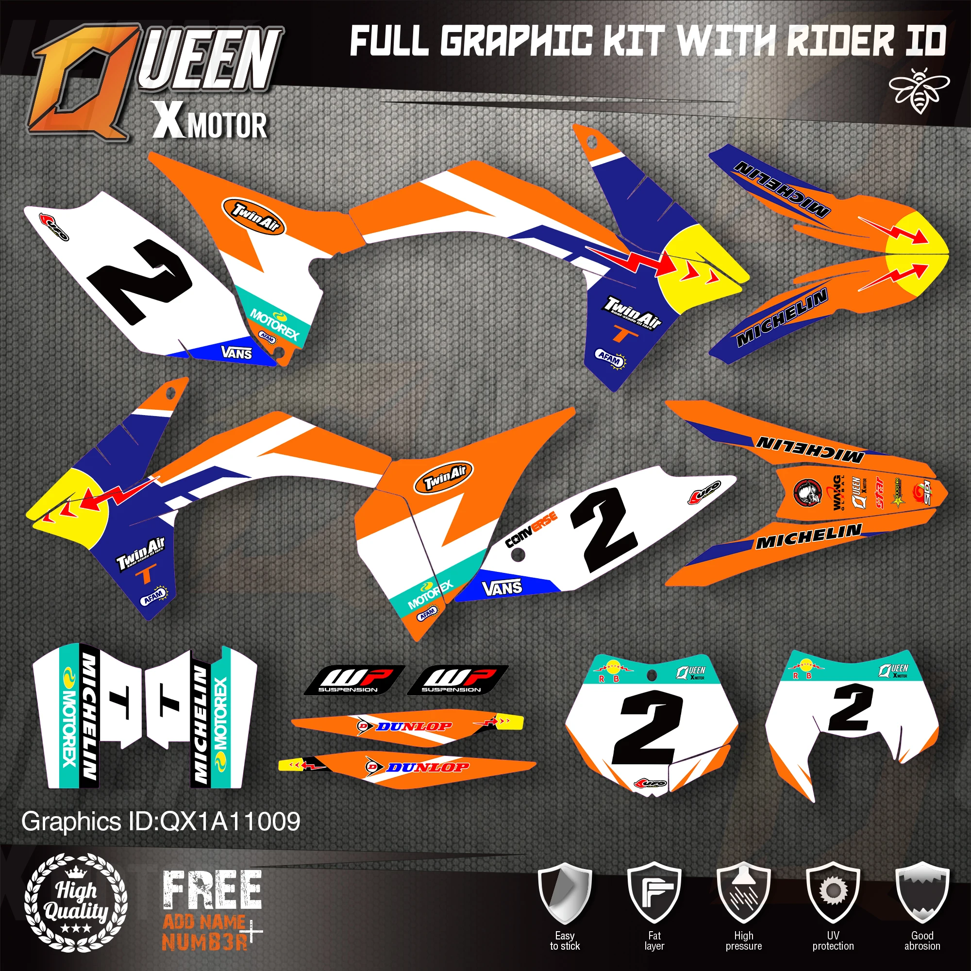 QUEEN X MOTOR Custom Team графические наклейки Набор наклеек для KTM 2011 2012 SX SXF 2013 EXC Φ 009 |
