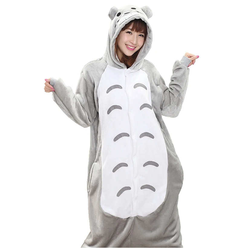 Пижамы Kigurumi Totoro neighbore onesies, комплекты, костюм с животными, пижамы унисекс с героями мультфильмов, косплей, пижамы, одежда для сна - Цвет: Серый