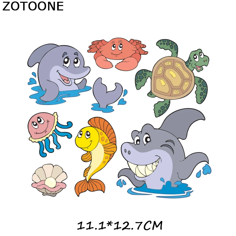 ZOTOONE нашивка в виде животного, кошки, совы, железная переводная наклейка для одежды, самодельная футболка, термопереводная аппликация, наклейка "рыба" E