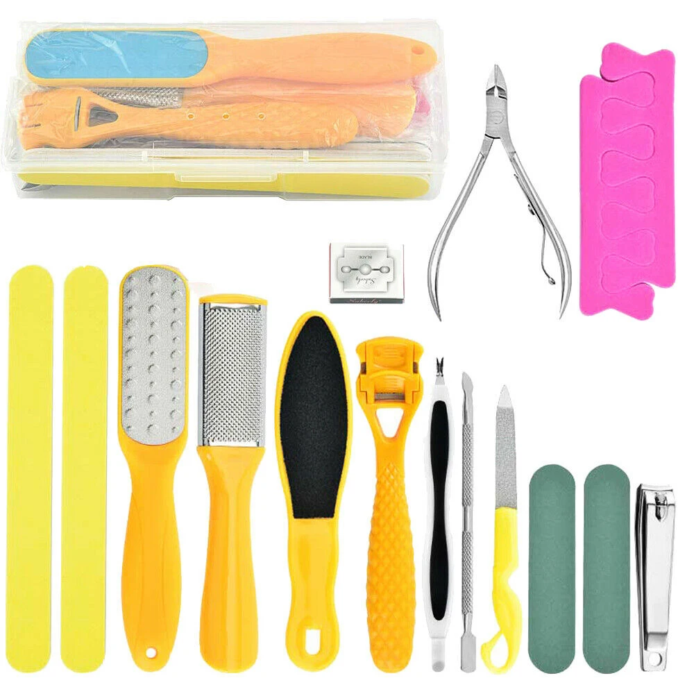 

16pcs/set Pedicure Foot Tools Heel Cuticle Foot Callus Scraper Professional Stainless Steel Dead Skin Remover Feet Care Tools