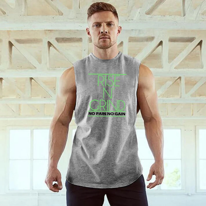 Muscleguys летняя брендовая мужская майка на бретелях бодибилдинг и одежда для фитнеса с низким вырезом сбоку с отверстиями на рукавах Спортивная майка из хлопка