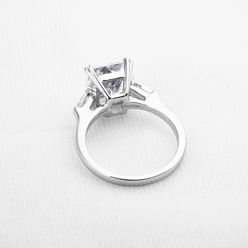 指輪・リング TATIANA Silver 925 bold emerald cut ring CR0490 Aquamarine & Diamond Ring 1/20 ct tw Round-Cut Sterling