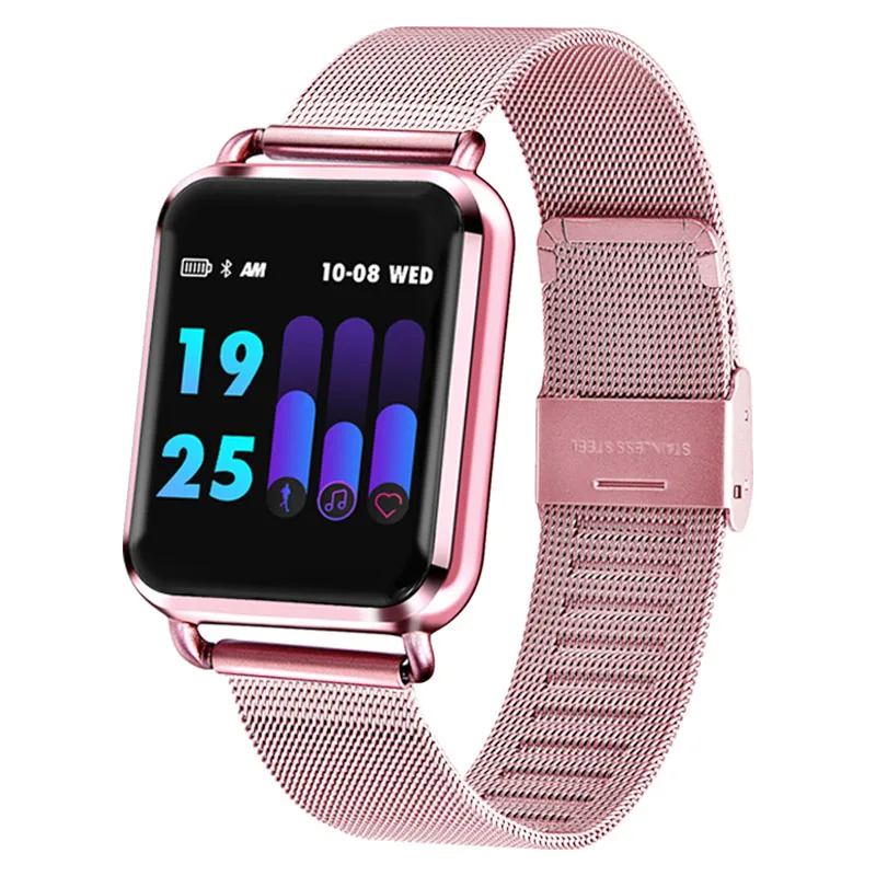 Rose Gold Stainless Q3 Смарт-часы, браслет для женщин и мужчин, монитор сердечного ритма, шагомер, Bluetooth, фитнес-трекер, Android часы, часы для сна, умные часы - Цвет: Rose Gold Stainless