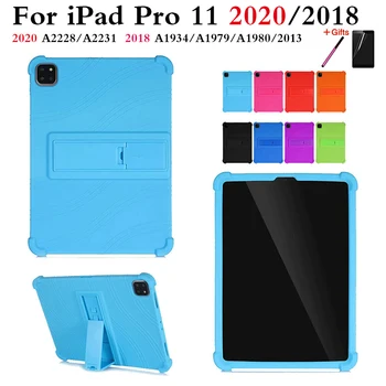 

Kids Case for iPad Pro 11 2020 Case for iPad 7th 10.2 Kickstand Silicon Case for iPad 9.7 2017 2018 Tablet Funda Case Cover+Film