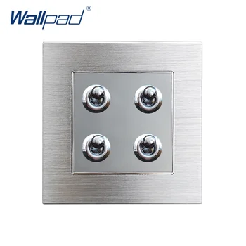 

Hot Sale 4 Gang 1 Way Toggle Switches Wallpad Luxury Wall Light Switch Grey Aluminum Alloy Panel Interrupteur