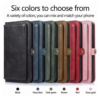 

FLOVEME Nine card multifunctional crazy horse pattern protective cover for samsung GALAXY S10 S20 Note 10 PU + TPU phone case