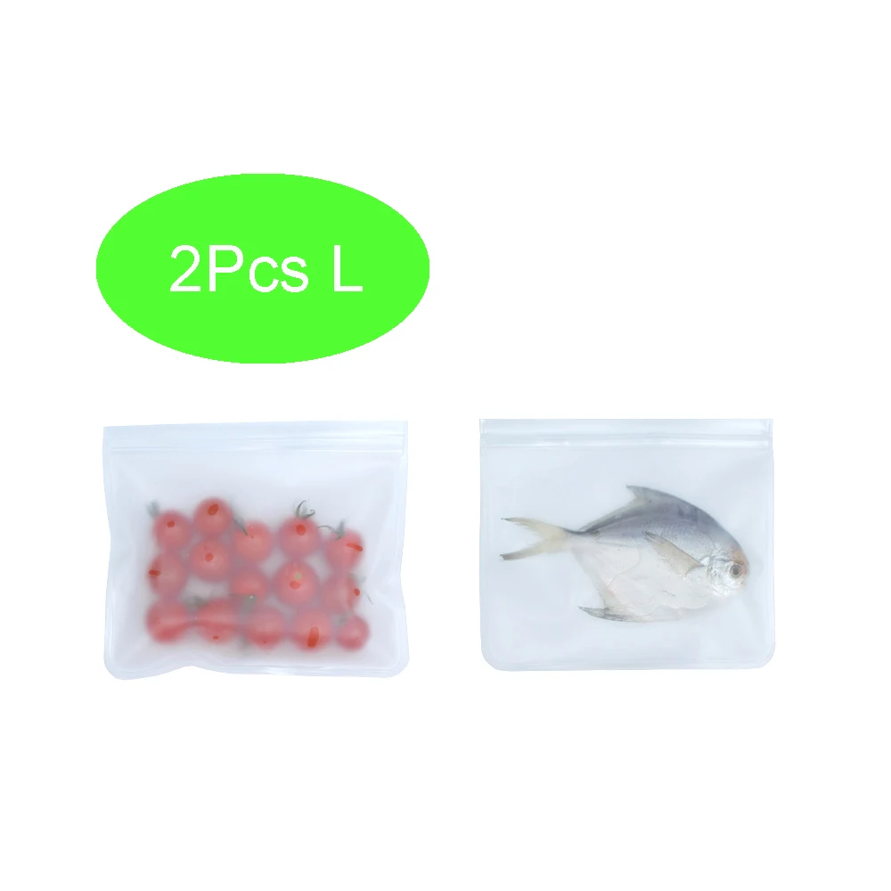 Силиконовый мешок с зажимом мешок многоразовая емкость для заморозки Ziplock мешок нулевой отходов герметичный Топ фрукты ланч бокс - Цвет: 2Pcs Large