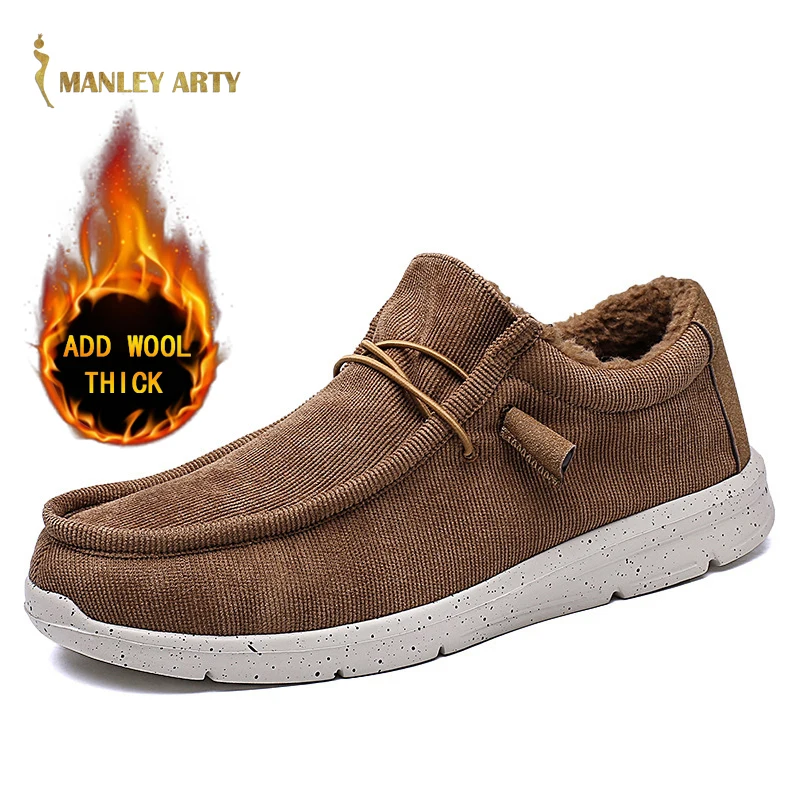 

2020 Autumn Winter Fashion Men Shoes Low-top Shoes Fashion Plus Cotton Thick Warm Snow Boots Corduroy Plus Size 48 Cotton Shoes