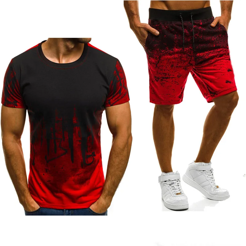 New-2020-Summer-Men-s-short-sleeve-Gradient-Casual-Fashion-Simple-atmosphere-Cotton-Crew-neck-T