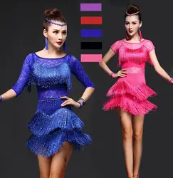 Латинские танцевальные платья для женщин/девочек Сексуальная юбка с бахромой для бальных танцев/Танго/Сальса/Румба/латинские платья
