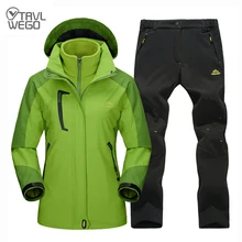 

TRVLWEGO Women Winter Camping Hiking Trekking Skiing Climbing Waterproof Outdoor Jackets Soft Shell Pants Warm Trousers Set