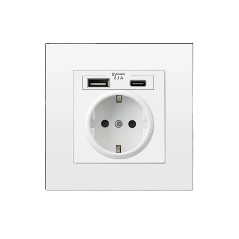 Pop Type-C USB Power Socket German, EU Standard USB  Receptacles,USB C Wall Outlet Russian,2.1A Wall Fast Charger Adapter Poland