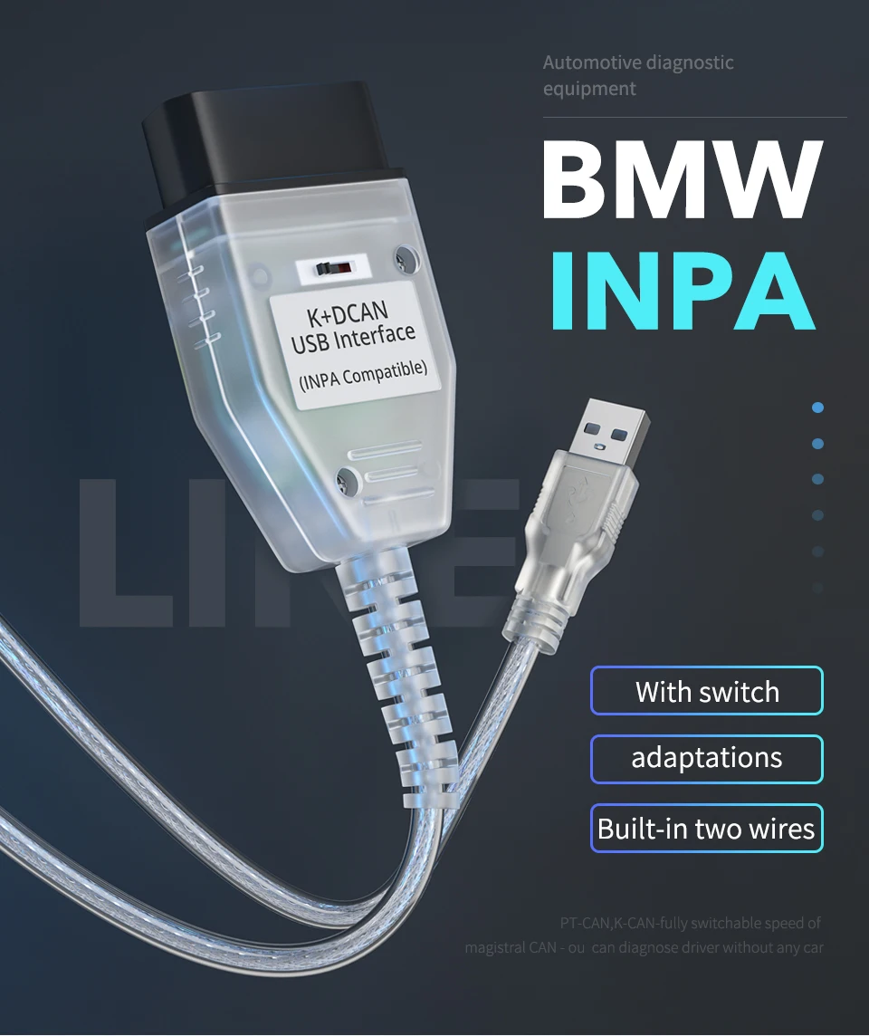 Интерфейсный кабель INPA K + CAN для BMW OBD2 с чипом FT232RL переключателем DCAN USB 20