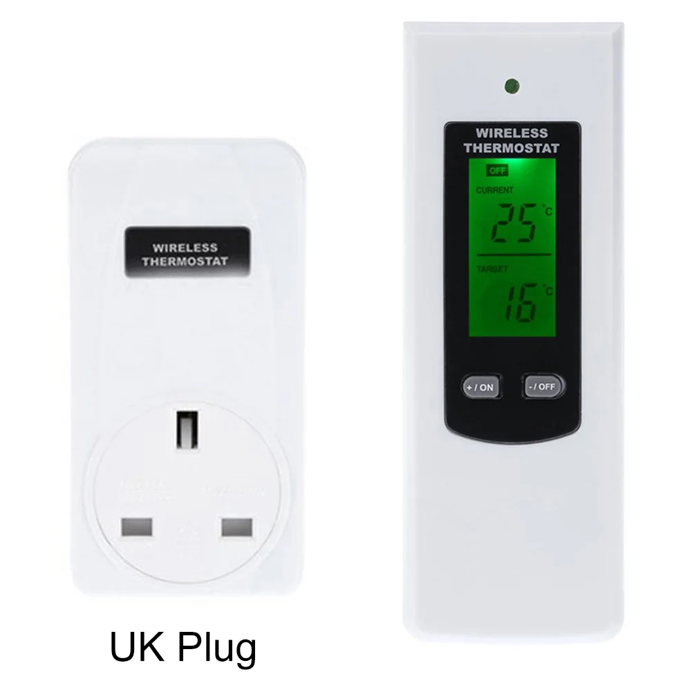 UK Plug Wireless Thermostat RF Plug Digital Infrared Heating Temperature Sensor Controller L9#2 - Цвет: UK Plug