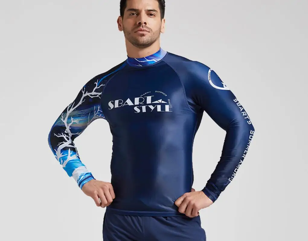 Men's UV Sun Protection Long Sleeve Top Shirts Skins Tee Compression Base Layer Dry-Fit Compression Gym Trainning Shirt 3XL
