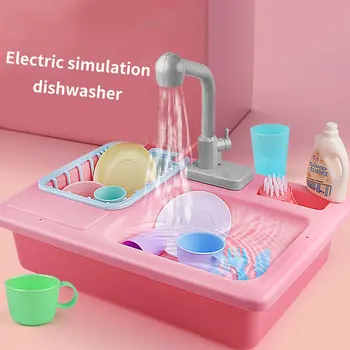 

Fun Parent Child Interactive Early Education Wash Table Pretend Play Electric Toy Simulation Dishwasher Ability Training Kids