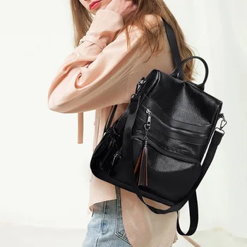

2020 new women's shoulder bag ladies large capacity travel bag fashion casual solid color zipper backpack