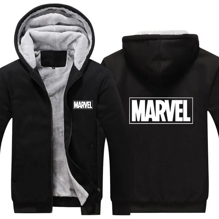 Модные новые толстовки для мужчин и женщин Marvel куртка на молнии толстовки утепленная толстовка пальто одежда Повседневная - Цвет: Черный